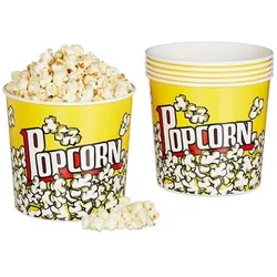 relaxdays 6er-Set Popcorn Eimer wiederverwendbar Gelb