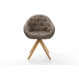 DeLife Esszimmerstuhl Gaio-Flex Mikrofaser Taupe Vintage Holzgestell kantig Natur