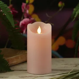 MARELIDA LED Kerze Rustik-Optik 15 cm rosa