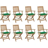 vidaXL Klappbare Gartenstühle mit Kissen 8 St. grün