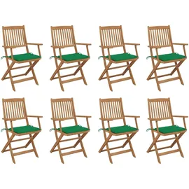 vidaXL Klappbare Gartenstühle mit Kissen 8 St. grün