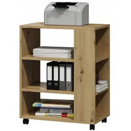 matkam Druckertisch Holzwerkstoff 60x74x40 cm Eiche Artisan mit Rollen