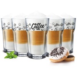 Sendez Latte-Macchiato-Glas 6 Kaffeegläser 300ml Latte Macchiato Gläser Teeggläser Cocktailgläser Caipirinha, Mit Löffel