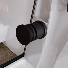 Schulte Home Juist U-Kabine mit Schiebetür 80 x 190 cm Schwarz/Sicherheitsglas klar