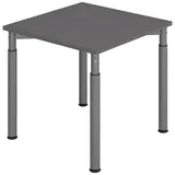 HAMMERBACHER YS08 höhenverstellbarer Schreibtisch grafit quadratisch, 4-Fuß-Gestell grau 80,0 x 80,0 cm