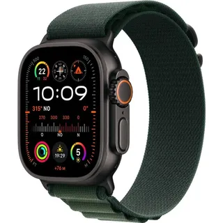 GPS + Cellular 49 mm Titangehäuse schwarz, Nylon Armband grün L