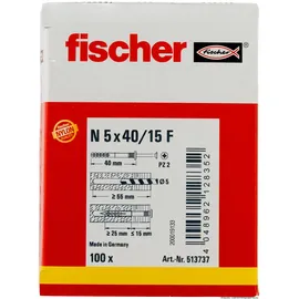 Fischer Nageldübel N 5 x 40/15 F 100 Stück