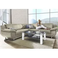 Ecksofa TRENDMANUFAKTUR "Rondo wahlweise mit Schlaffunktion, bequeme Armlehnen", beige (sand, beige), B:267cm H:85cm T:247cm, Microfaser PRIMABELLE (100% Polyester);Kunstleder SOFTLUX;Struktur (54% Polyacryl, 46% Polyester);NaturLEDER (echtes Rindsleder) in Sitz und Rücken, Korpus Kunstleder SOFTLUX, Sofas, Ecksofa, L-Form, wahlw.mit Federkern, Füße chromfarben, Unser Dauertiefpreis
