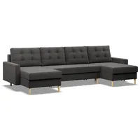 mebligo U-Ecksofa, mit Schlaffunktion BLANK, Wendekissen, Schlaffläche 270x140cm, Hellgrau - Grau