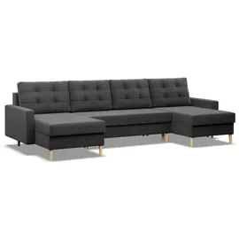 mebligo U-Ecksofa, mit Schlaffunktion BLANK, Wendekissen, Schlaffläche 270x140cm, Hellgrau - Grau