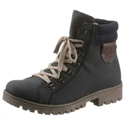Winterboots RIEKER, Damen, Gr. 41, blau (dunkelblau), Lederimitat, Filz, klassisch, Schuhe, in Bergsteiger-Optik