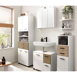 Schildmeyer Waschbeckenunterschrank Katta weiß matt/Akustikpaneel Optik, 65 x 32 x 60 cm
