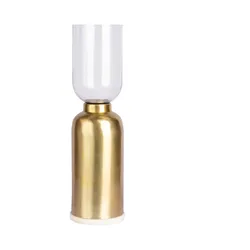 Kerzenhalter KAYOOM "Bodenkerzenhalter Shyam 125", gold, B:19cm, Kerzenhalter, Bodenkerzenhalter aus Metall, Marmor-Sockel, Windlicht aus Glas