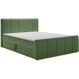 kaiser möbel Boxspringbett Berg mit Matratze, Stoff Komodo Grün 140x200 cm - Grün