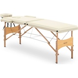 Physa Massageliege klappbar Massagebank Massagetisch Holzrahmen 227 kg Beige