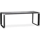 KADIMA DESIGN Schreibtisch Glas | 200 x 100 cm | Geräumig, Chromdetails, Konferenztisch | Schwarz | Chefschreibtisch