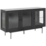 Actona Group Mid.you Sideboard, Klar, Schwarz Metall, Glas, Holzwerkstoff 2 Fächer, 140x82x40 cm