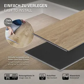 ML-Design PVC Bodenbelag Click Vinyl-Dielen 4,2mm, Dicke 4,2mm, 3,08m2/14 Dielen, Golden Hour Eiche Braun Holzoptik, wasserfest, Belastungsklasse 34