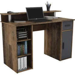 Schreibtisch BYLIVING "Diego", braun (old wood, anthrazit, old wood, old wood), B:120cm H:88cm T:55cm, Tische, Breite 120 cm
