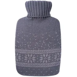 Wärmflasche Klassik 1,8 l mit Strickbezug Schneeflocken