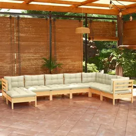 vidaXL Garten-Lounge-Set 8-tlg. creme Massivholz Kiefer