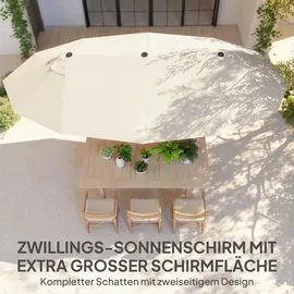 Outsunny Marktschirm mit Handkurbel 460 x 270 cm beige