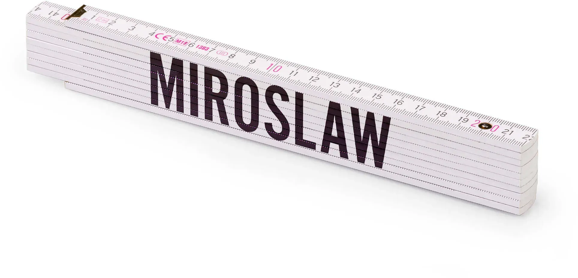 Personalisierter Zollstock | Metrie 2m Block 52 | mit männlichen Namen Name: Miroslaw