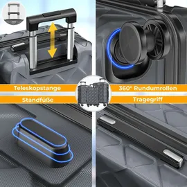 Kesser KESSER® Reisekoffer Set 3-teilig | Kofferset + Handgepäck | Trolley ABS Hartschalenkoffer mit Zahlenschloss, Kofferwaage & Reisebrieftasche 360° R... - Dunkelgrau