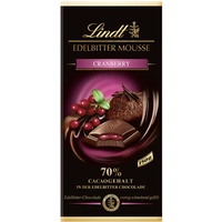 Lindt Schokolade Edelbitter Mousse Cranberry | 150 g Tafel | Mit 70 % Kakaogehalt und dunkler Mousse au Chocolat und Cranberry Füllung | Schokoladentafel | dunkle Schokolade