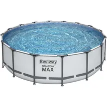 BESTWAY Steel Pro Max Frame Pool Set 488 x 122 cm lichtgrau inkl. Filterpumpe + Zubehör