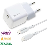 4smarts USB-Wandladegerät VoltPlug Mini PD 30W mit USB-C zu USB-C (30 W, Quick Charge 3.0), USB Ladegerät, Weiss