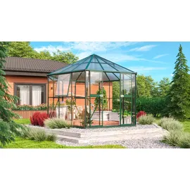 Vitavia Juno 9000 Alu smaragd grün ESG 3 mm / Dach HKP 6 mm 9 m² inkl. Stahlfundament