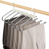 6 in 1 Hosenbügel Multi-Functional Pants Rack Hosenbügel Platzsparend, Hosen Kleiderbügel aus Edelstahl Ausziehbar, Magic Hanger Organizer für Hosen, Schals, Jeans, Handtücher (Weiß)