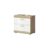 Waschbeckenunterschrank SCHLOONSEE  Breite 60cm  2 Schubkästen  mit Siphonausschnitt  MDF-Front  in verschiedenen Farben erhältlich  Badmöbel  Badschrank  Kommode  Bad  Schloonsee , weiß , Maße (cm): B: 60 H: 56
