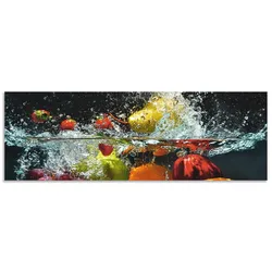 Küchenrückwand ARTLAND "Spritzendes Obst auf dem Wasser", bunt, B:150cm H:50cm, Aluminium, Spritzschutzwände, Alu Spritzschutz mit Klebeband, einfache Montage