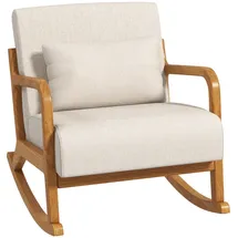 Homcom Schaukelsessel gepolstert Polyester 92 x 81,5 x 64,5 cm Creme mit Kissen