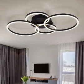 GLOBO LED Deckenleuchte, Ring Design, schwarz matt, L 65,5 cm