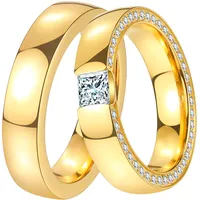 Trauring DOOSTI "Schmuck Geschenk Edelstahl Trauring Ehering Partnerring LIEBE" Gr. 54, gold (gelbgoldfarben), Fingerringe, Damen, 54,mit Zirkonia, Edelstahl, 5mm, Trauring, wahlweise mit oder ohne Zirkonia