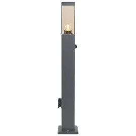 QAZQA Außenleuchte silber 80 cm IP44 mit Steckdose und Bewegungssensor