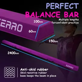 ZERRO CCLIFE Schwebebalken für Zuhause Kinder, 240cm Balken Turnen Faltbare, Turnbalken Gymnastik Balance, Lila