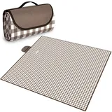 Larkumio Picknickdecke Wasserdicht 200x200, Picnic Blanket Isoliert Groß Picknick Decke Outdoor Waschbar Picnic Mat Stranddecke Sandfrei mit Griff für Camping Wandern Park Strand, Kaffeefarbe