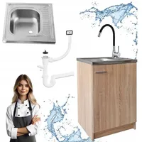 STAMAR Küchenschrank Sonoma - 60 x 50 cm - Schwarz - Kompakt und Praktisch - Mit Spüle und Flexibler Armatur