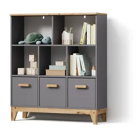 livinity® Kinderregal Mailo 98,4 x 113,4 cm Eiche grau