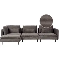 Beliani 3-Sitzer Ecksofa Cord Dunkelbraun Rechtsseitig EGERIS