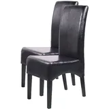 2er-Set Esszimmerstuhl Küchenstuhl Stuhl Latina, LEDER ~ schwarz, dunkle Beine