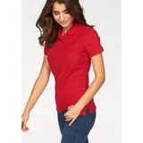 FRUIT OF THE LOOM "Lady-Fit Premium Polo", Damen, Gr. L (40), rot, Piqué, Obermaterial: 100% Baumwolle, unifarben, Basic, sehr figurbetont hüftbedeckend, Rundhals, Rippstrickbündchen, Shirts, Sommershirt, unifarben, aus reiner Baumwolle
