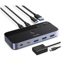 UGREEN Switch Przełącznik switch USB-C USB-A 10Gb/s - szary, KVM Switch, Grau, Silber