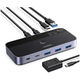 UGREEN Switch Przełącznik switch USB-C USB-A 10Gb/s - szary, KVM Switch, Grau, Silber