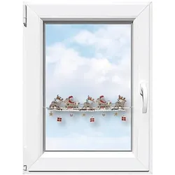 Scheibengardine STICKEREIEN PLAUEN "Weihnachtsmann" Gr. 1, rot (rot, beige), B:66cm H:19cm, Polyester, Gardinen, Fensterdekoration "Weihnachtsmann"