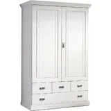 Wäscheschrank Kleiderschrank Schrank Kasten ROMAN Kiefer massiv weiß gewachst